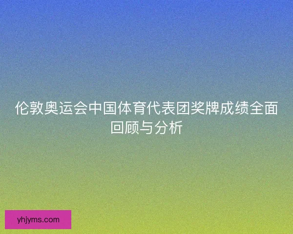 伦敦奥运会中国体育代表团奖牌成绩全面回顾与分析
