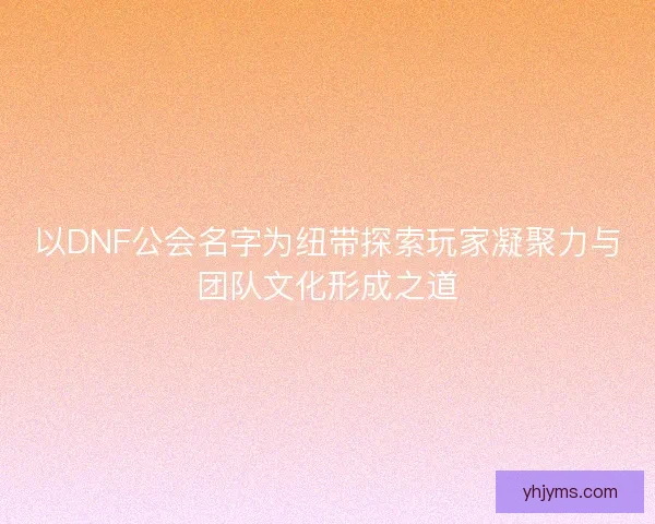 以DNF公会名字为纽带探索玩家凝聚力与团队文化形成之道