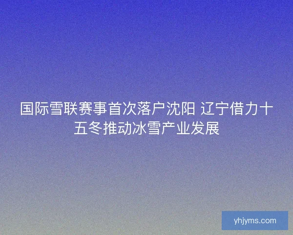 国际雪联赛事首次落户沈阳 辽宁借力十五冬推动冰雪产业发展